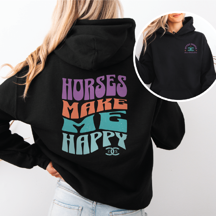 Horses Make Me Happy | Black | Hoodie