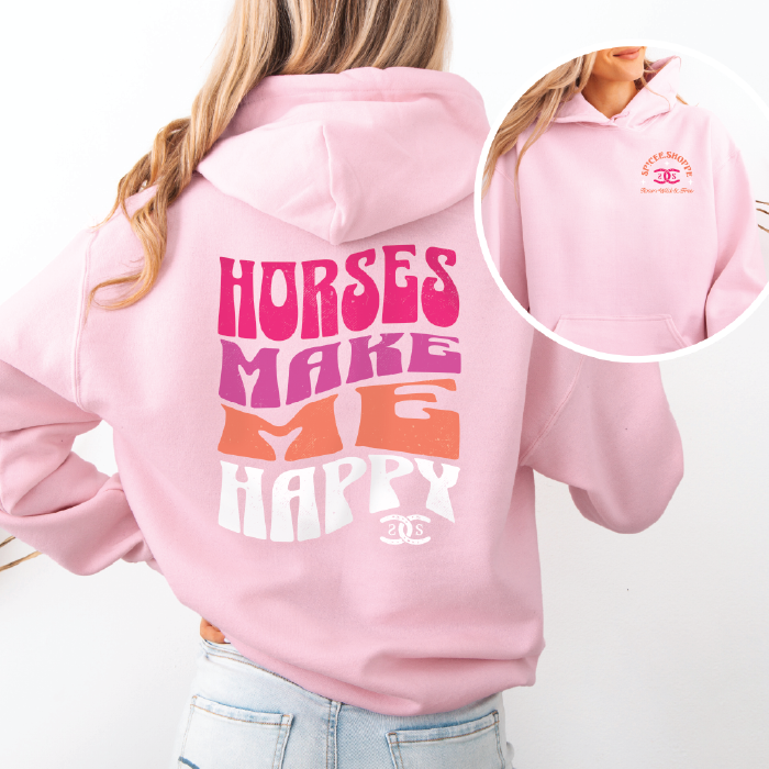 Horses Make Me Happy | Light Pink | Hoodie