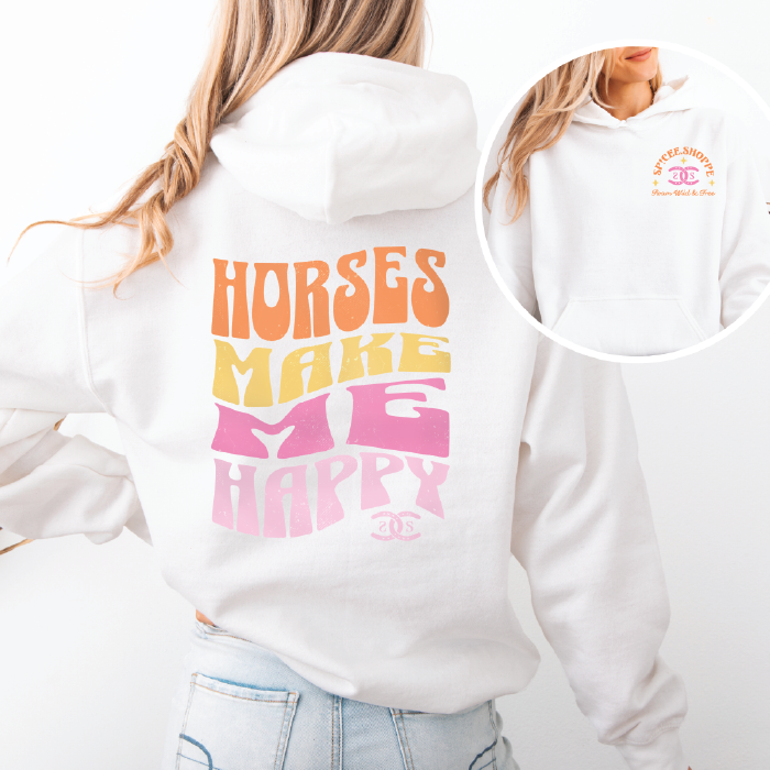 Horses Make Me Happy | White | Hoodie