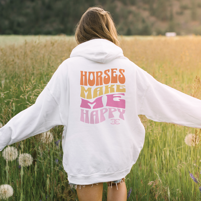 Horses Make Me Happy | White | Hoodie