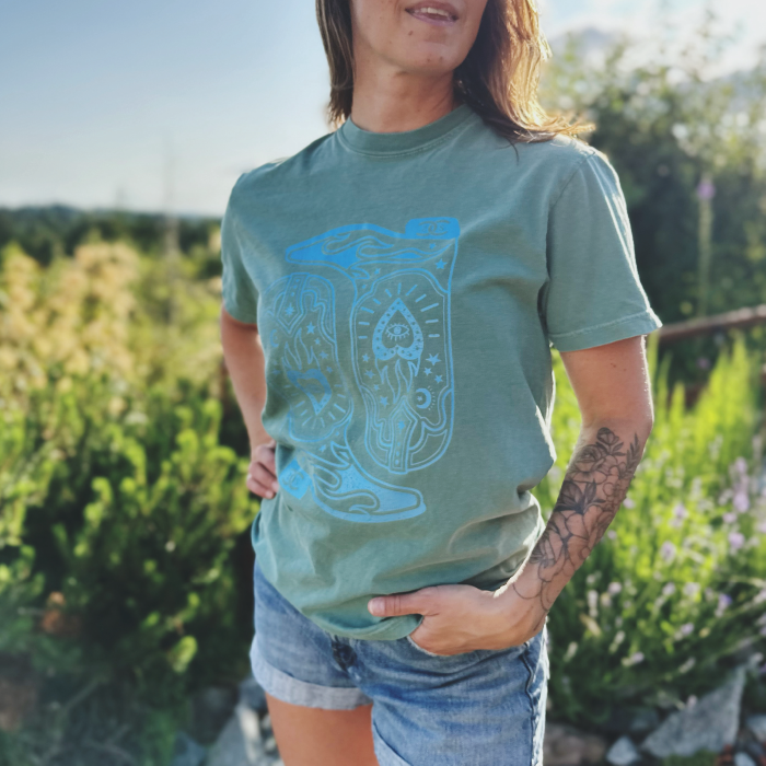 Boots & Bravado | Light Green | Tee Shirt
