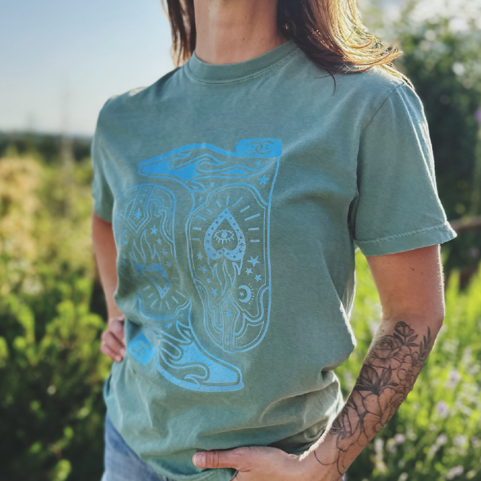 Boots & Bravado | Light Green | Tee Shirt