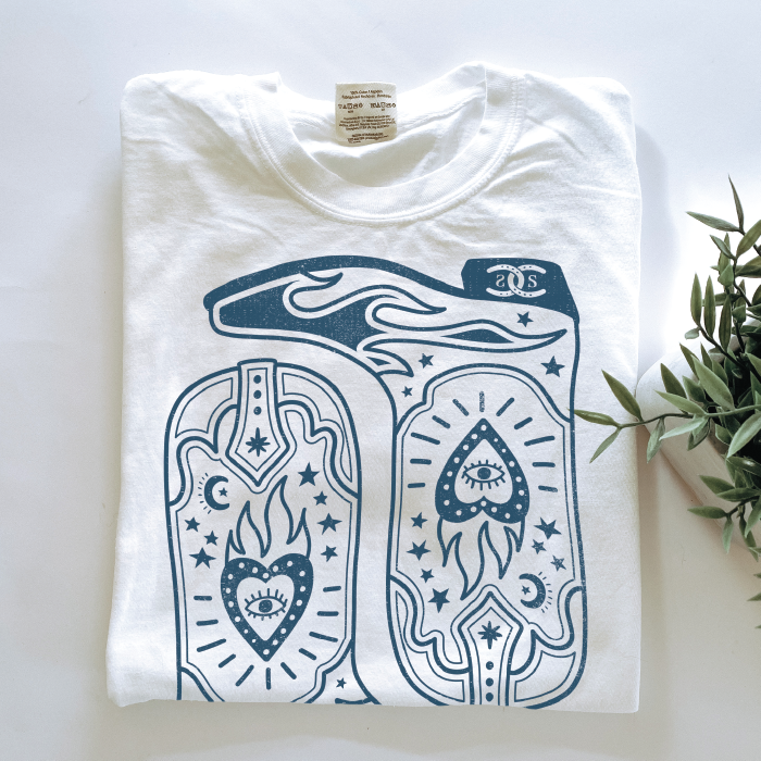 Boots & Bravado | White | Tee Shirt