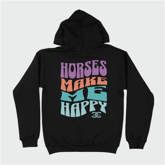 Horses Make Me Happy | Black | Hoodie