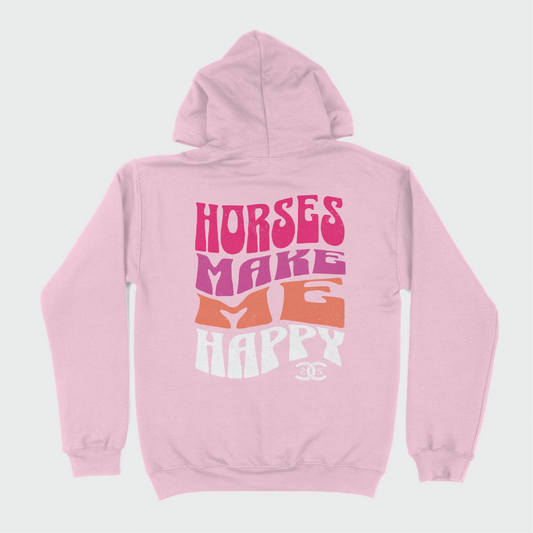 Horses Make Me Happy | Light Pink | Hoodie