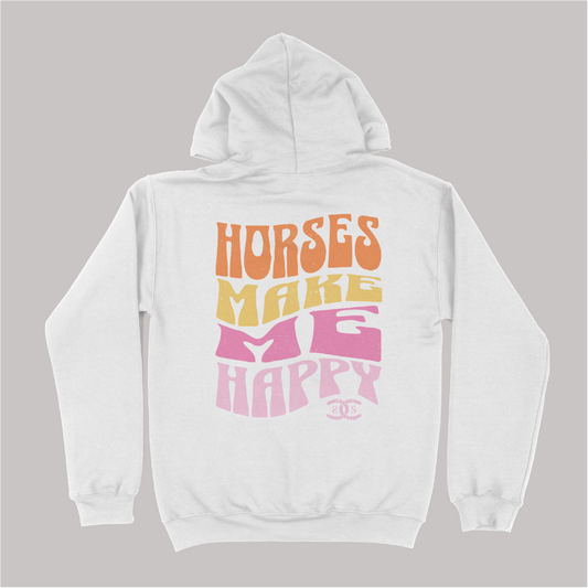 Horses Make Me Happy | White | Hoodie