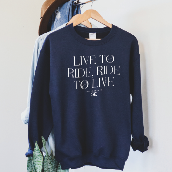 Live To Ride | Navy Blue | Sweatshirt
