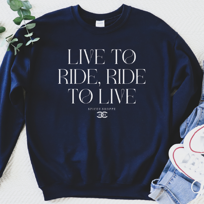 Live To Ride | Navy Blue | Sweatshirt