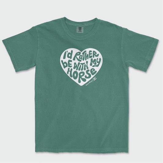 I'd Rather Be With My Horse | Light Green | Tee Shirt