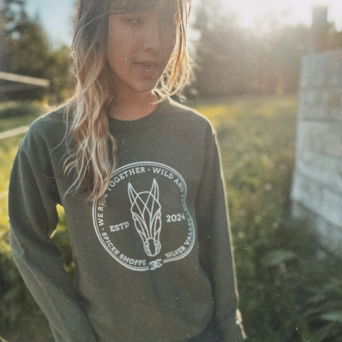 Geometric Pony | Military Green | Sweatshirt