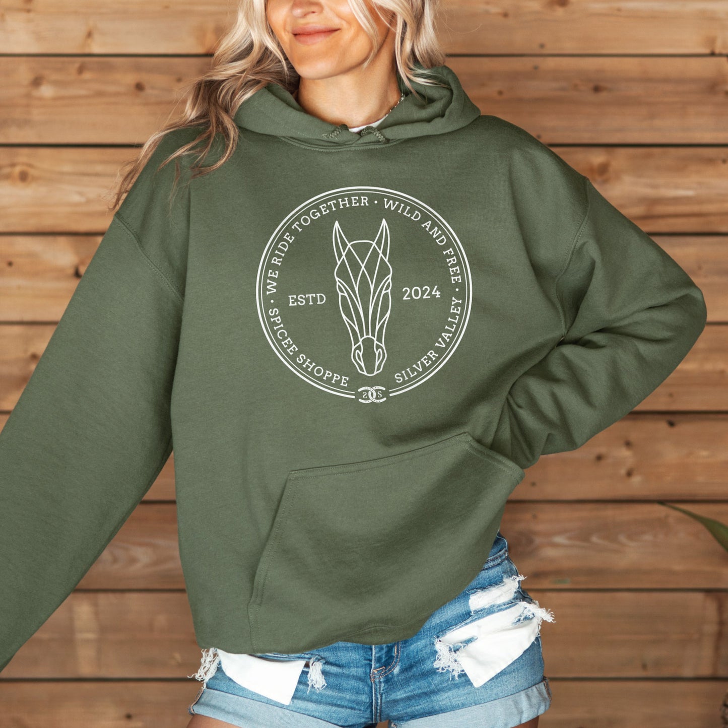 Geometric Pony | Military Green | Hoodie