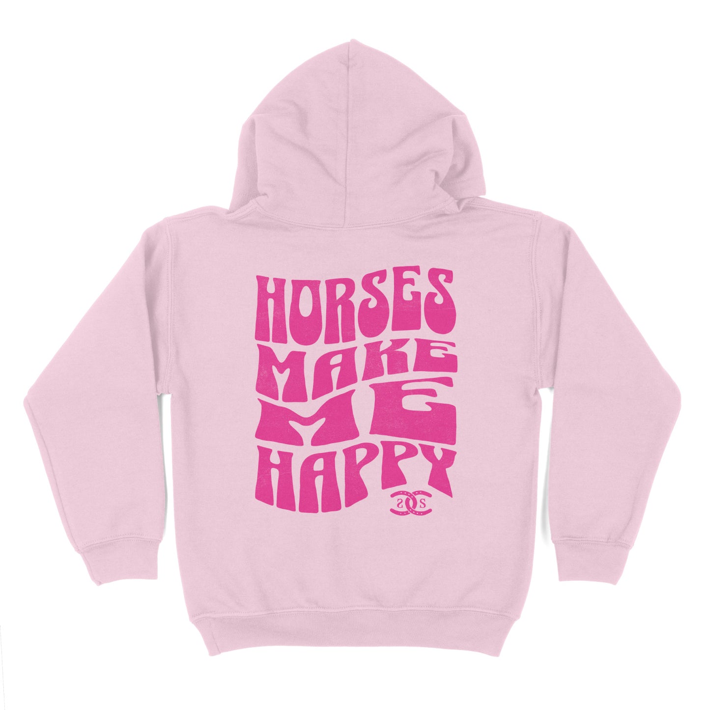KIDS Horses Make Me Happy | Light Pink | Hoodie