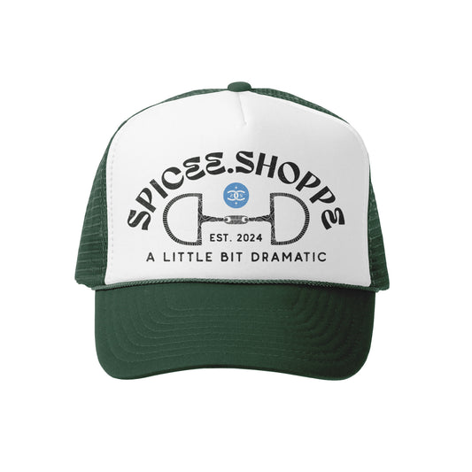 Little Bit Dramatic | Dark Green & White | Trucker Hat