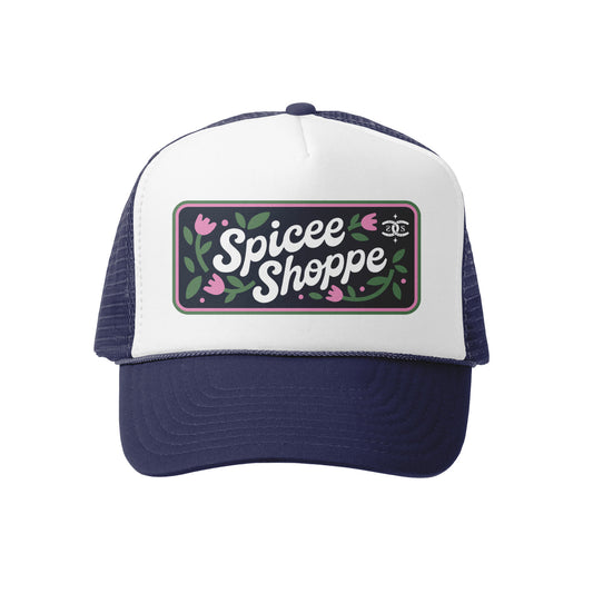 Floral Badge | Navy & White | Trucker Hat