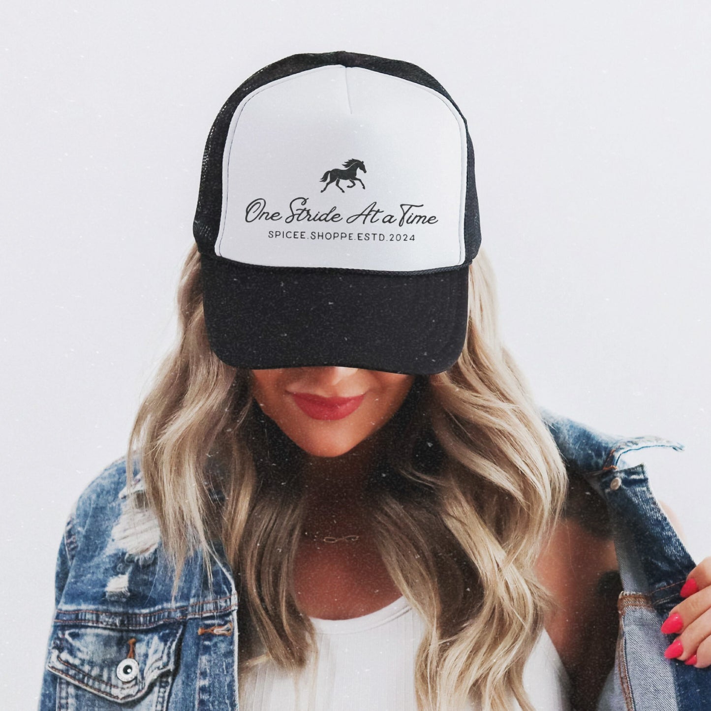 One Stride At a Time | Black & White | Trucker Hat