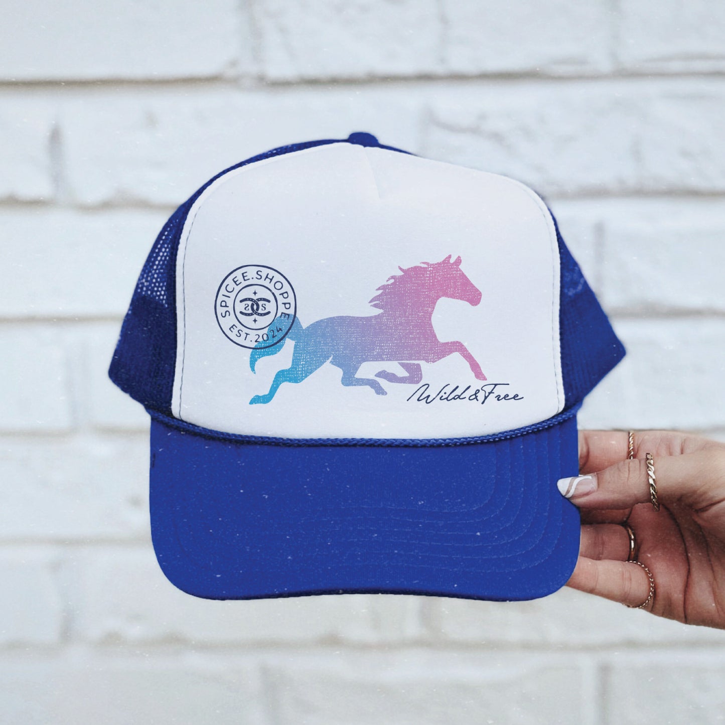 Wild & Free | Royal & White | Trucker Hat